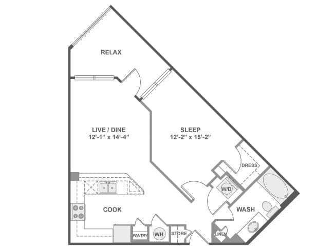 A3 floor plan, 1 Bedroom, 1 Bathroom at AMLI West Plano apartments