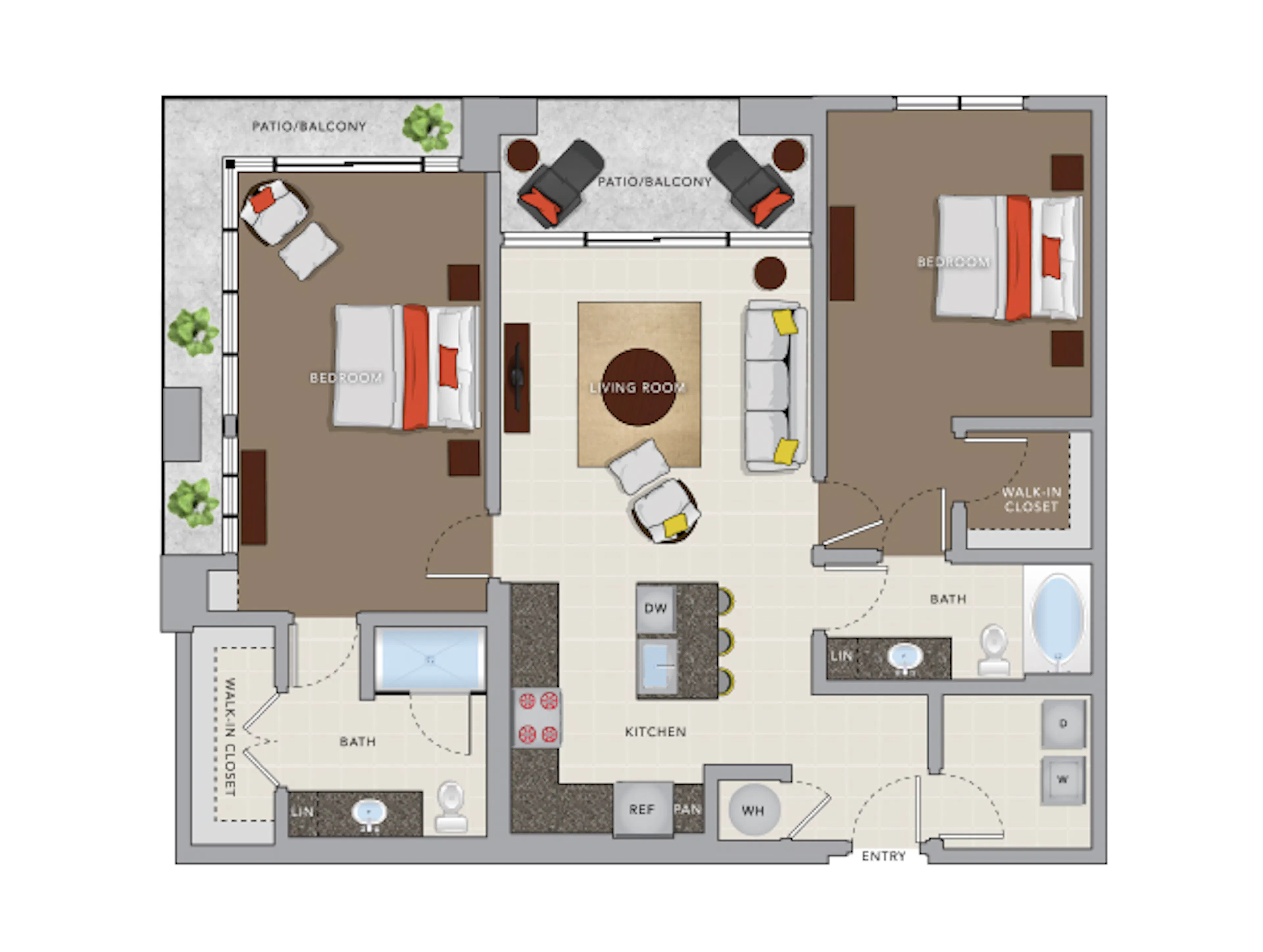 C6b floor plan, 2 Bedroom, 2 Bathroom at AMLI 8800 apartments
