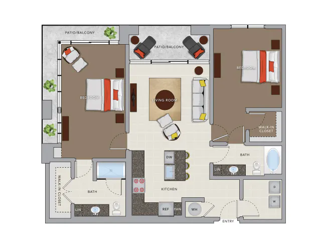C6b floor plan, 2 Bedroom, 2 Bathroom at AMLI 8800 apartments