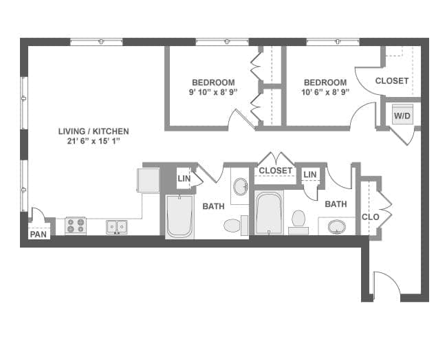 C4X floor plan, 2 Bedroom, 2 Bathroom at AMLI South Lake Union apartments