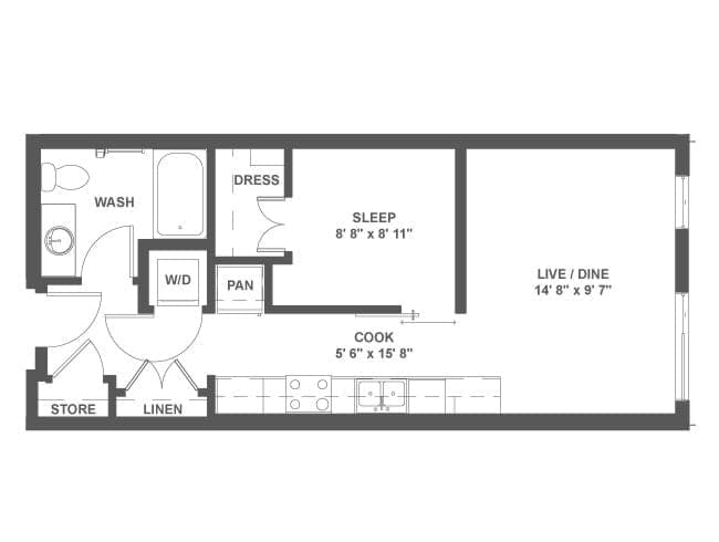 E2 floor plan, Studio, 1 Bathroom at AMLI Mark24 apartments