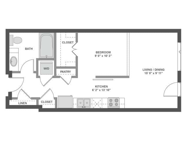 E5 floor plan, Studio, 1 Bathroom at AMLI South Lake Union apartments