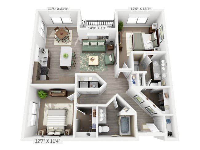 C5 floor plan, 2 Bedroom, 2 Bathroom at AMLI Cherry Creek apartments