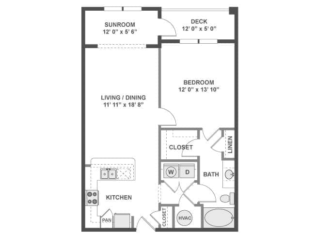 A350 floor plan, 1 Bedroom, 1 Bathroom at AMLI North Point apartments