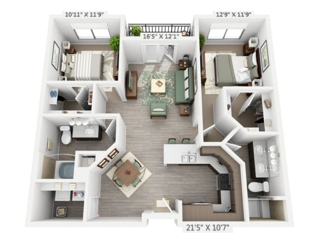 C4 floor plan, 2 Bedroom, 2 Bathroom at AMLI Cherry Creek apartments