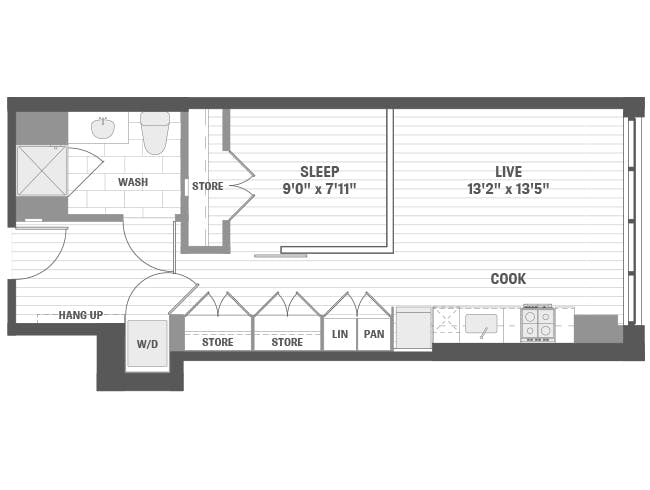 E3eZ floor plan, Studio, 1 Bathroom at AMLI 808 apartments