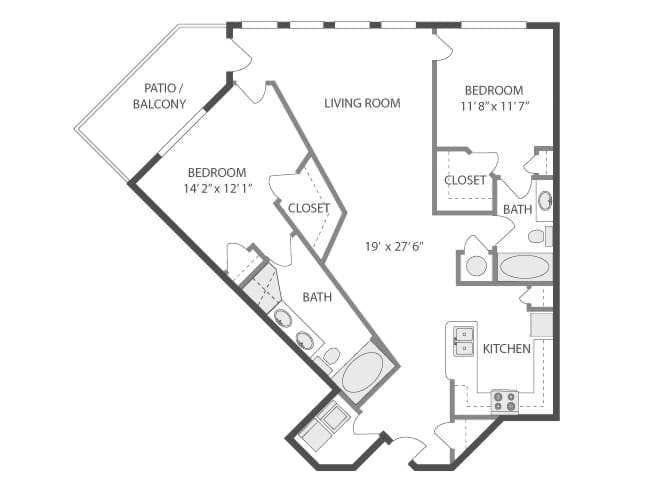 C600 floor plan, 2 Bedroom, 2 Bathroom at AMLI Lindbergh apartments