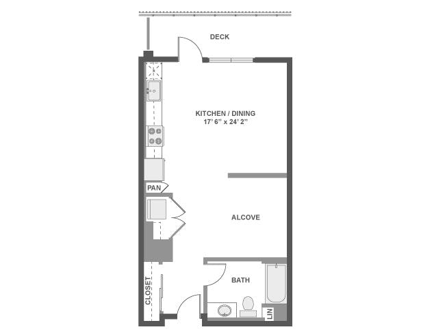 E1 floor plan, Studio, 1 Bathroom at AMLI Lex on Orange apartments