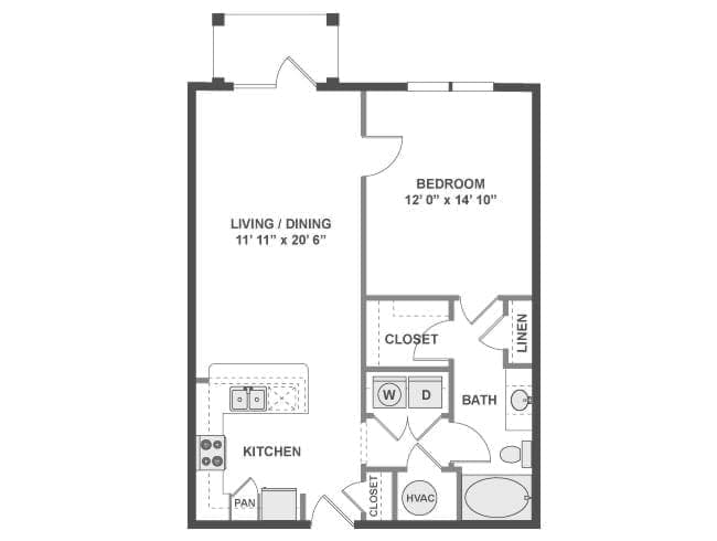 A300 floor plan, 1 Bedroom, 1 Bathroom at AMLI North Point apartments