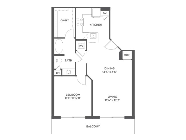 A4a floor plan, 1 Bedroom, 1 Bathroom at AMLI Joya apartments
