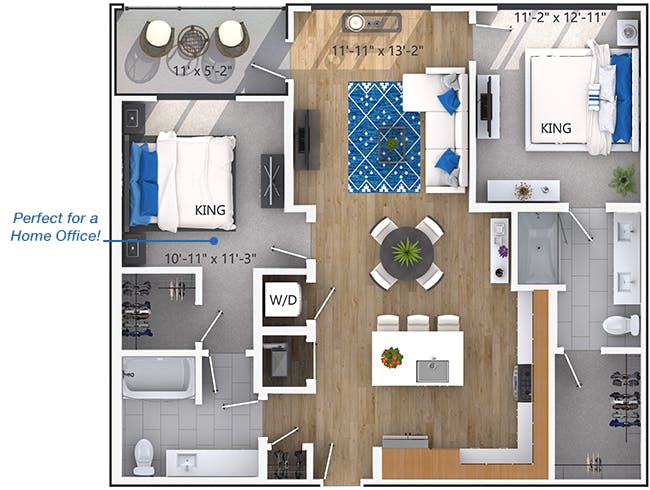 C5 floor plan, 2 Bedroom, 2 Bathroom, Flats at AMLI Lenox apartments