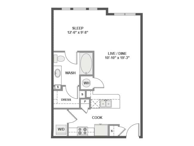 E1 floor plan, Studio, 1 Bathroom at AMLI Frisco Crossing apartments