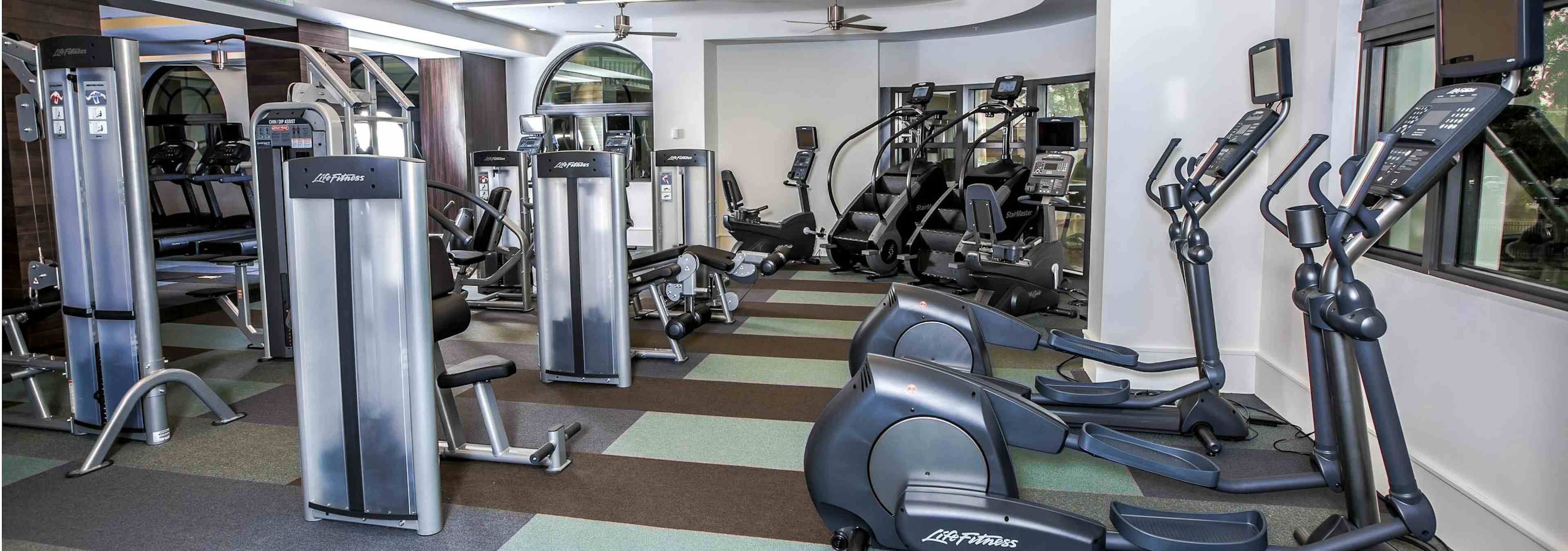  Interior of the state of the art fitness center at AMLI Joya with treadmills, weight machines and endurance equipment 