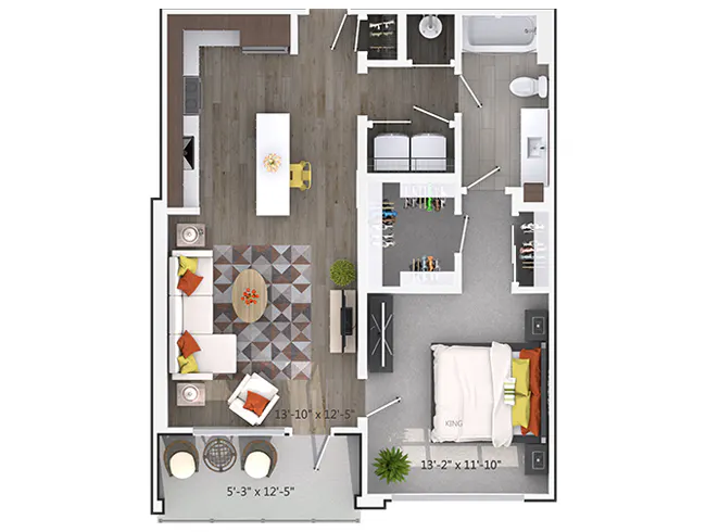 Paces floor plan, 1 Bedroom, 1 Bathroom at AMLI Buckhead apartments
