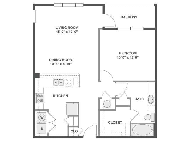 A4b floor plan, 1 Bedroom, 1 Bathroom at AMLI at Escena apartments