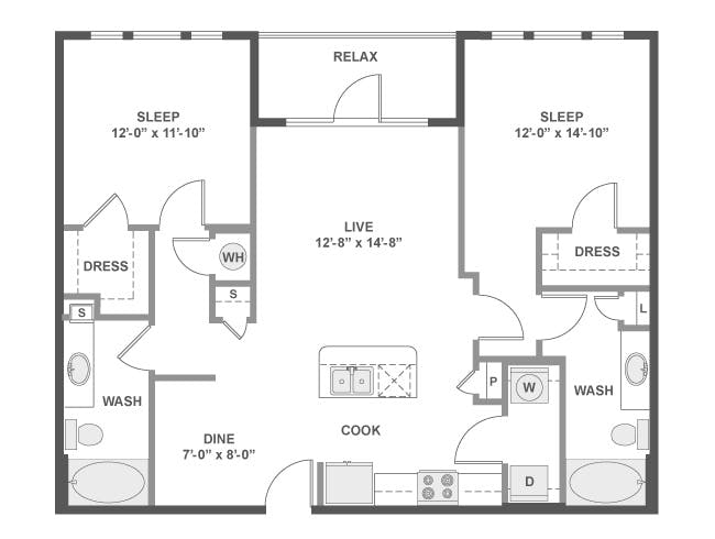 C4 floor plan, 2 Bedroom, 2 Bathroom at AMLI Frisco Crossing apartments