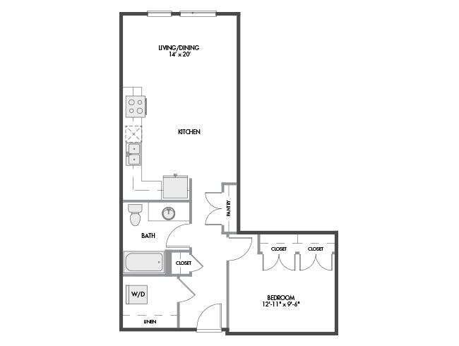A3b floor plan, 1 Bedroom, 1 Bathroom at AMLI Spring District apartments