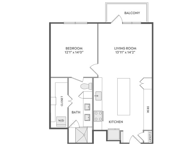 A4 floor plan, 1 Bedroom, 1 Bathroom at AMLI Lakeline apartments