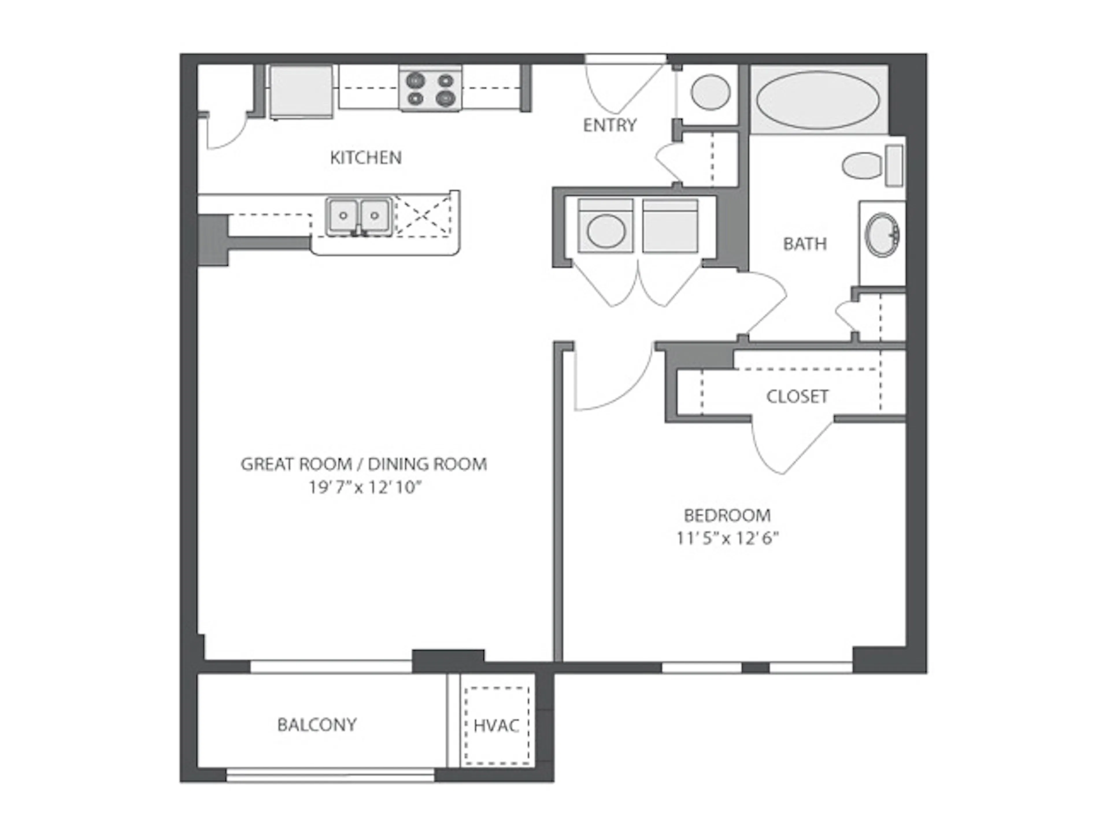 Saddlebrook floor plan, 1 Bedroom, 1 Bathroom at AMLI at Seven Bridges apartments