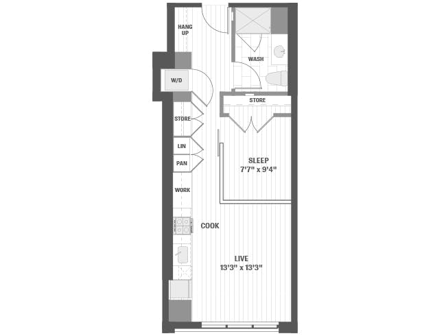 E3d floor plan, Studio, 1 Bathroom at AMLI 808 apartments