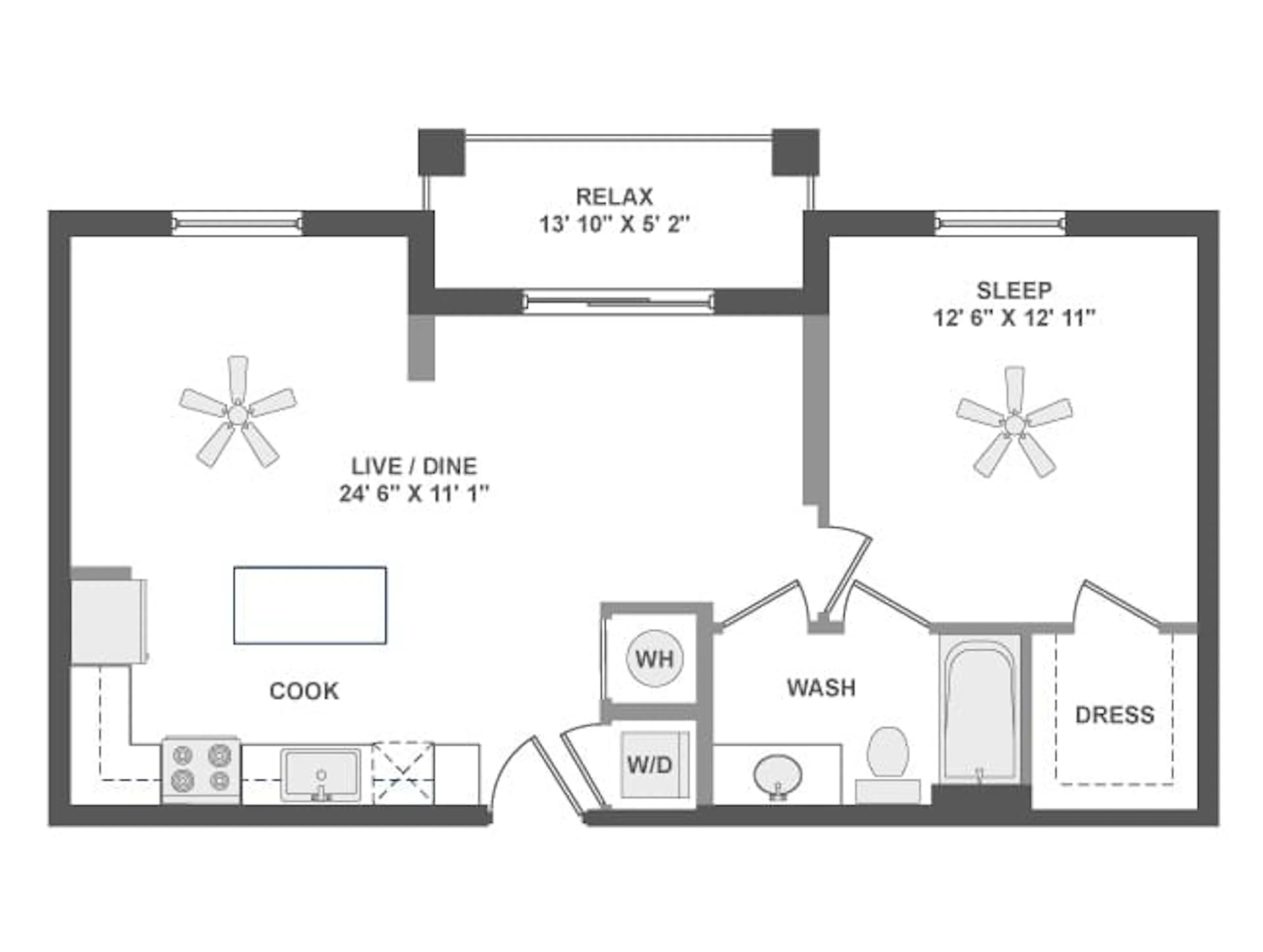 A3e floor plan, 1 Bedroom, 1 Bathroom at AMLI Dadeland apartments