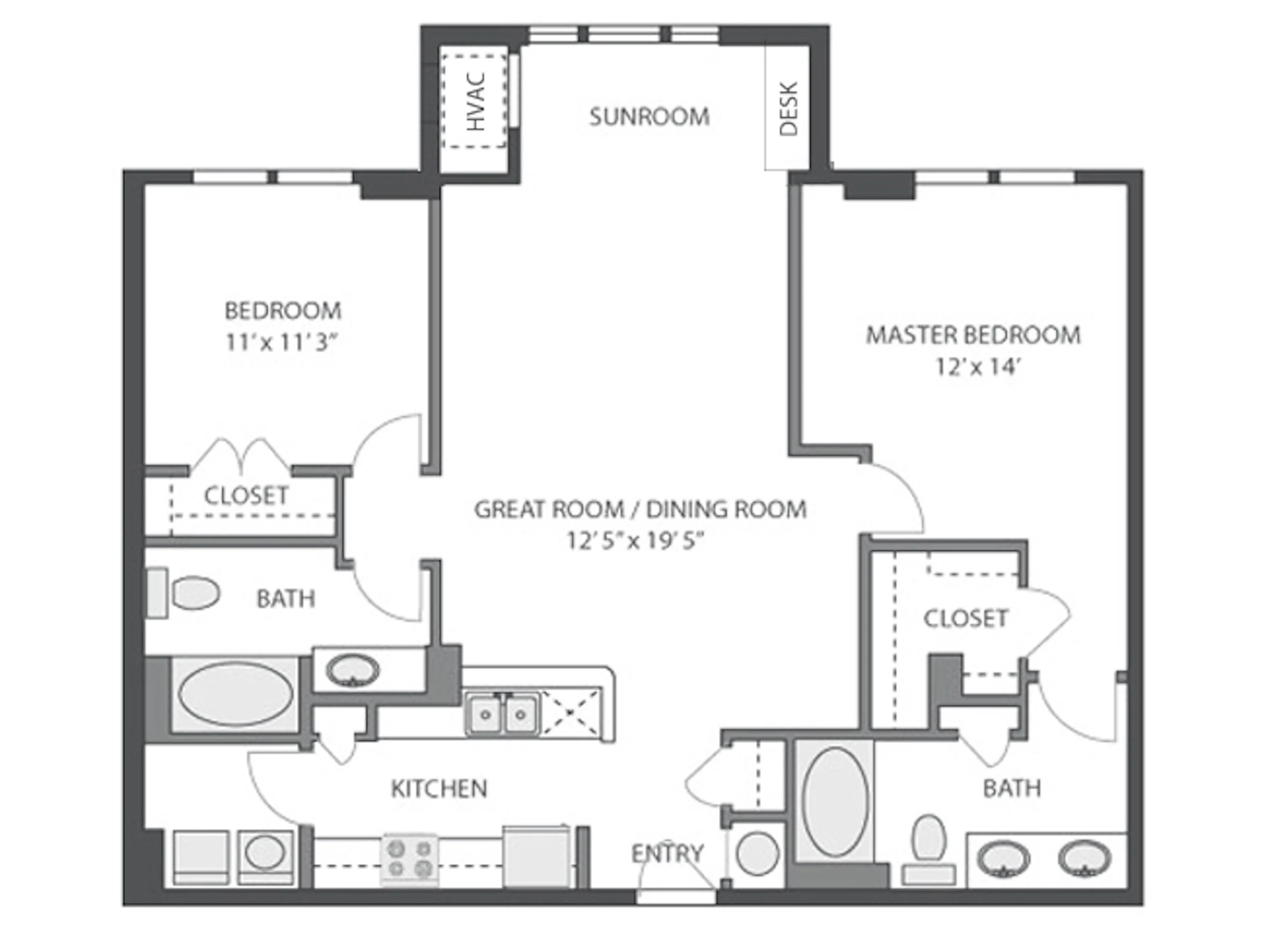 Turtle Bay SR floor plan, 2 Bedroom, 2 Bathroom, Sunroom at AMLI at Seven Bridges apartments