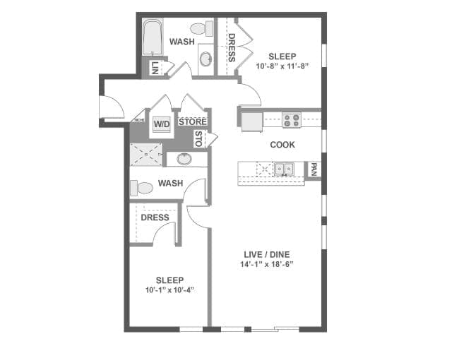 C4b floor plan, 2 Bedroom, 2 Bathroom at AMLI Wallingford apartments