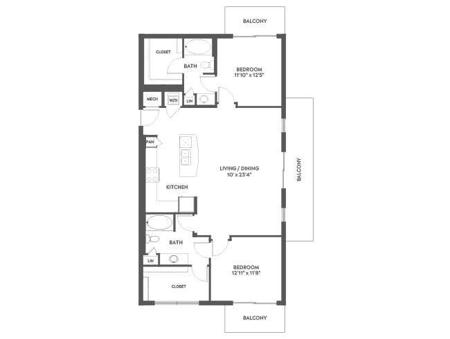 C7a floor plan, 2 Bedroom, 2 Bathroom at AMLI Joya apartments