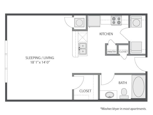 E1Z floor plan, Studio, 1 Bathroom at AMLI South Shore apartments