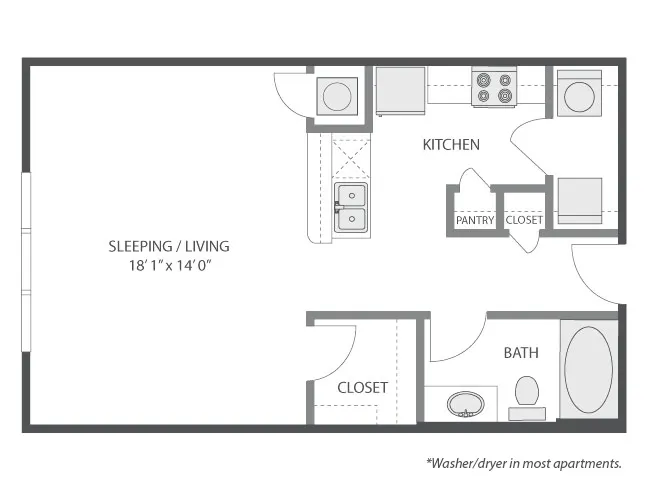 E1Z floor plan, Studio, 1 Bathroom at AMLI South Shore apartments