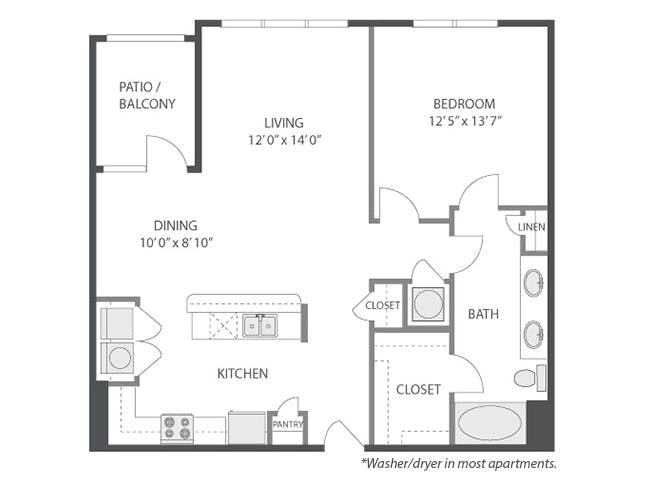 A5 floor plan, 1 Bedroom, 1 Bathroom at AMLI South Shore apartments