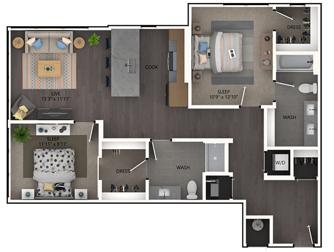 C5 floor plan, 2 Bedroom, 2 Bathroom at AMLI Broadway Park apartments