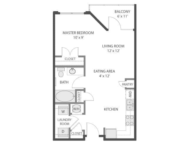 Imagine floor plan, Studio, 1 Bathroom at AMLI Parkside apartments