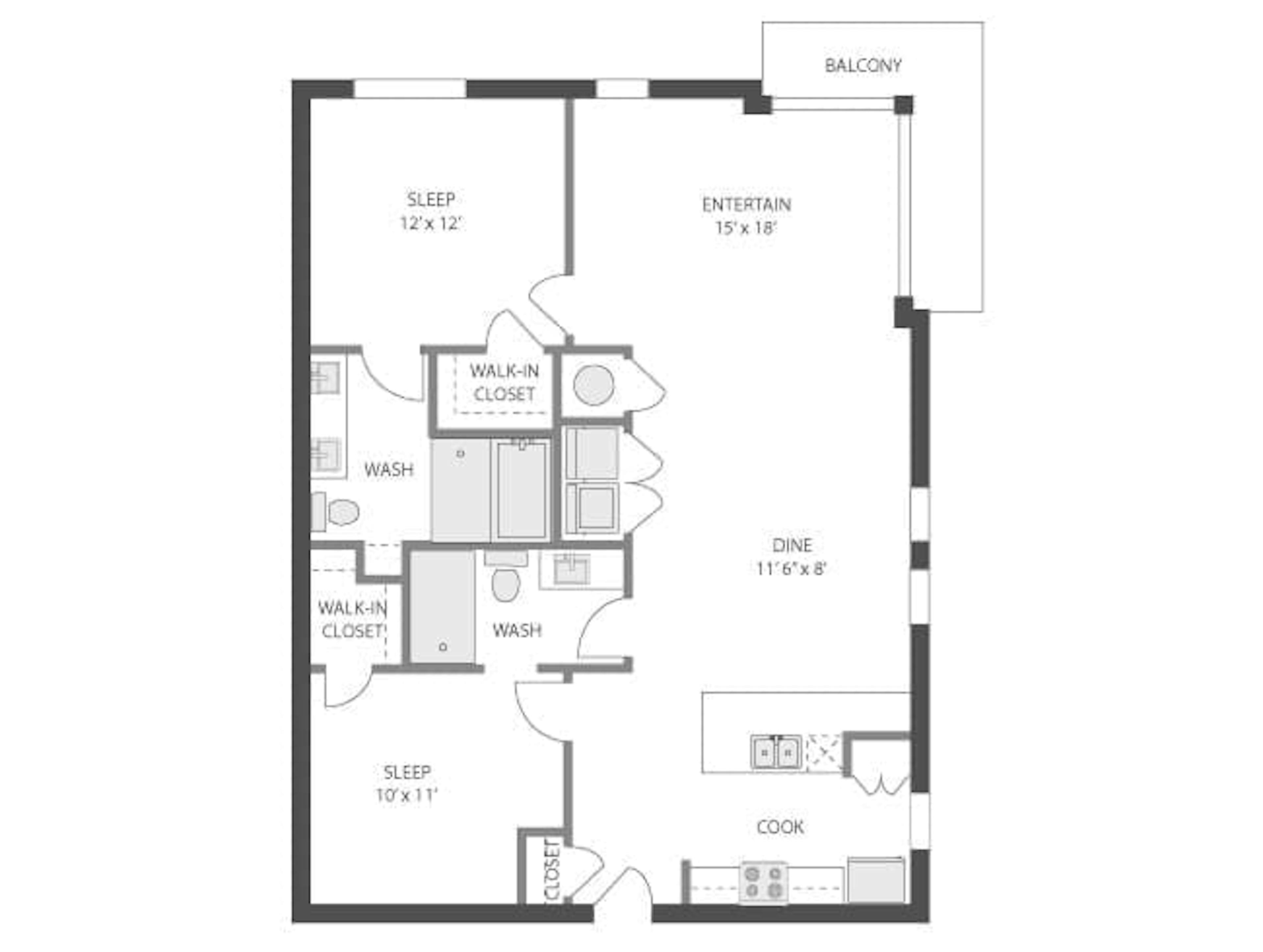 Edgewood floor plan, 2 Bedroom, 2 Bathroom at AMLI Old 4th Ward apartments