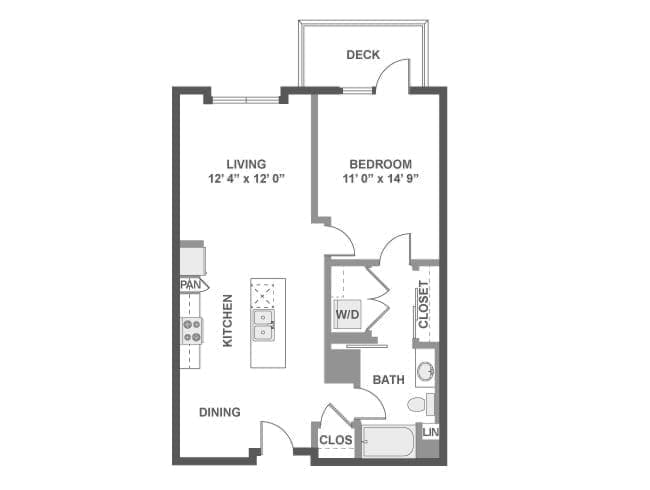 A3b floor plan, 1 Bedroom, 1 Bathroom at AMLI Lex on Orange apartments