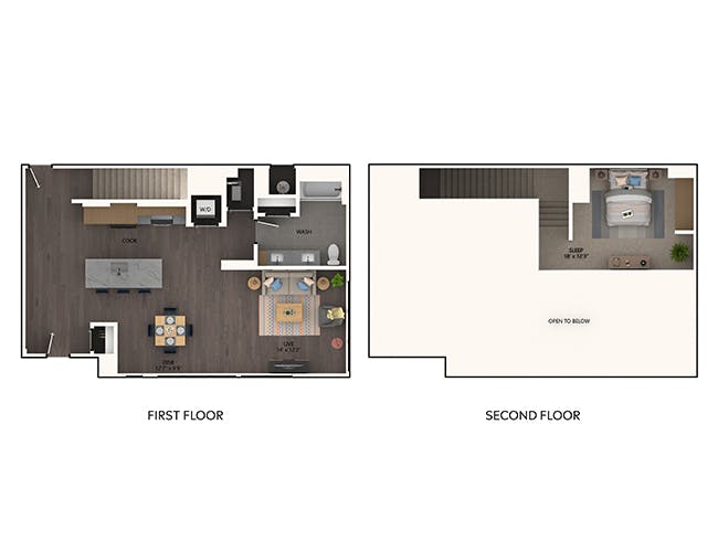 A7L floor plan, 1 Bedroom, 1 Bathroom, Loft at AMLI Broadway Park apartments