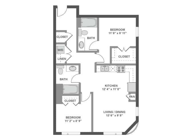 C3a floor plan, 2 Bedroom, 2 Bathroom at AMLI South Lake Union apartments