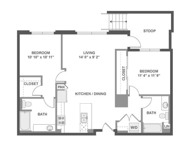 C4 floor plan, 2 Bedroom, 2 Bathroom at AMLI Lex on Orange apartments