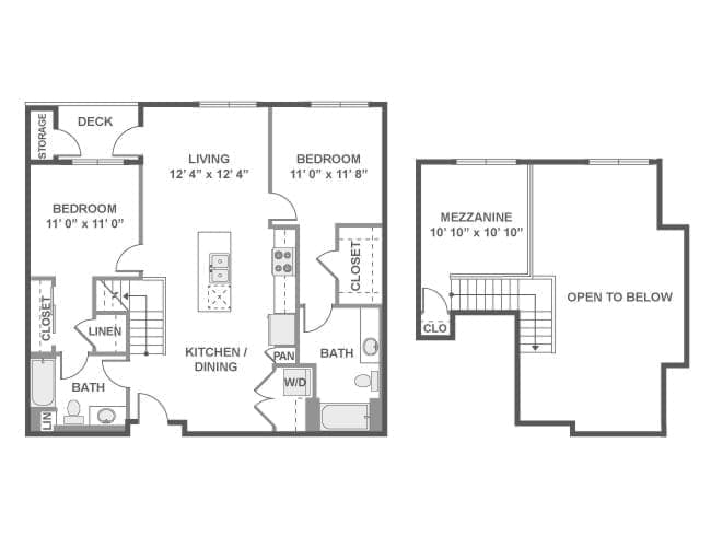 C6aL floor plan, 2 Bedroom, 2 Bathroom, Loft at AMLI Lex on Orange apartments