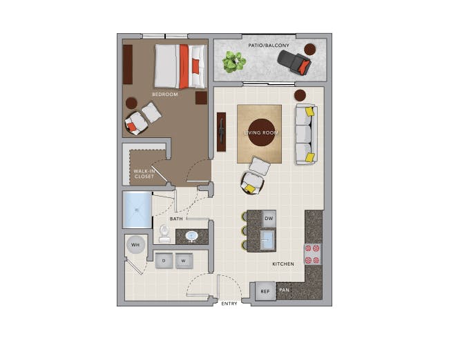 A3e floor plan, 1 Bedroom, 1 Bathroom at AMLI 8800 apartments