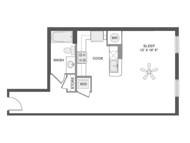 E6 floor plan, Studio, 1 Bathroom at AMLI Dadeland apartments