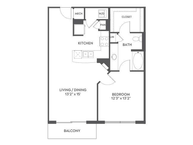 A4e floor plan, 1 Bedroom, 1 Bathroom at AMLI Joya apartments