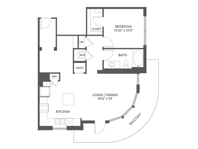 A5 floor plan, 1 Bedroom, 1 Bathroom at AMLI Joya apartments