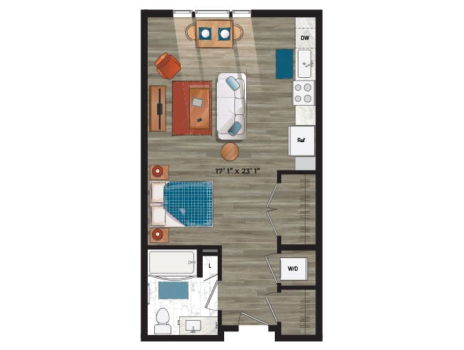 E6 floor plan, Studio, 1 Bathroom at AMLI at Uptown apartments