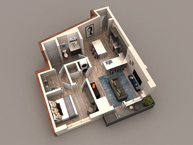 A4 floor plan, 1 Bedroom, 1 Bathroom at AMLI Westside apartments