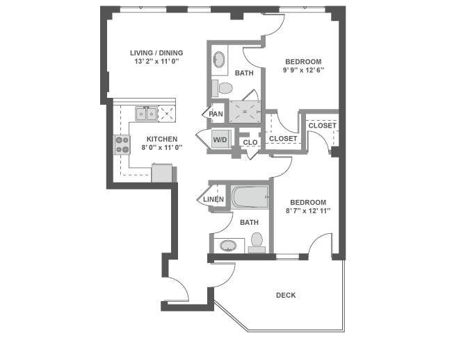C3 floor plan, 2 Bedroom, 2 Bathroom at AMLI South Lake Union apartments