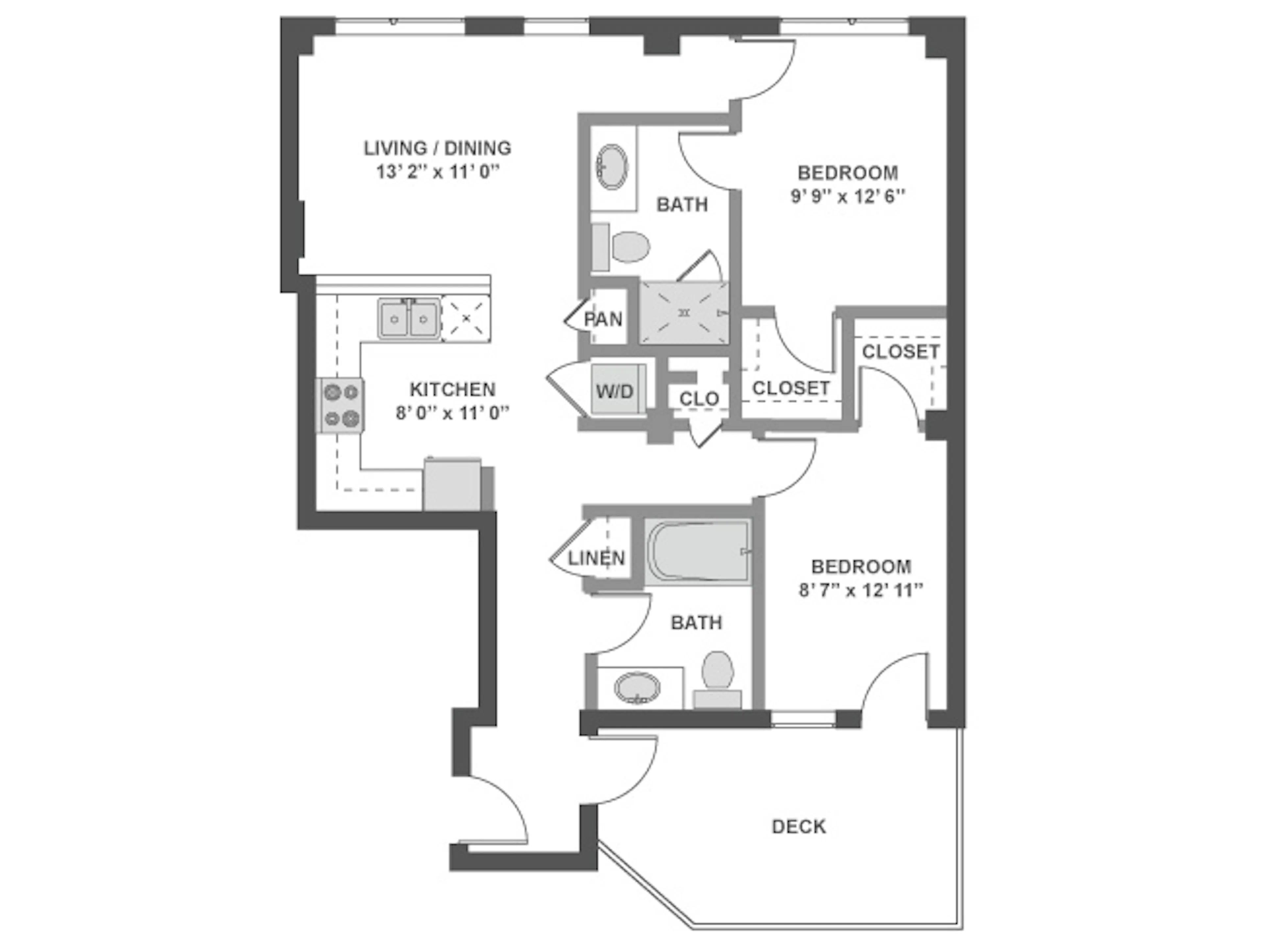 C3 floor plan, 2 Bedroom, 2 Bathroom at AMLI South Lake Union apartments