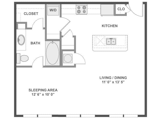 E2 floor plan, Studio, 1 Bathroom at AMLI at Escena apartments