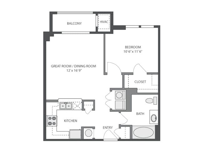 St Andrews floor plan, 1 Bedroom, 1 Bathroom at AMLI at Seven Bridges apartments