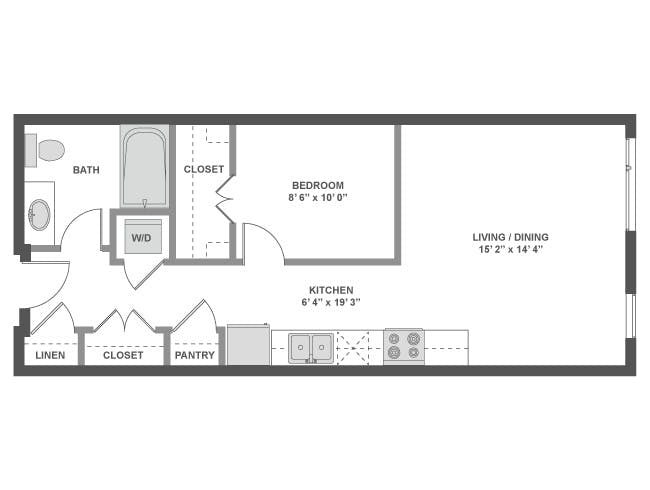 A2 floor plan, 1 Bedroom, 1 Bathroom at AMLI South Lake Union apartments